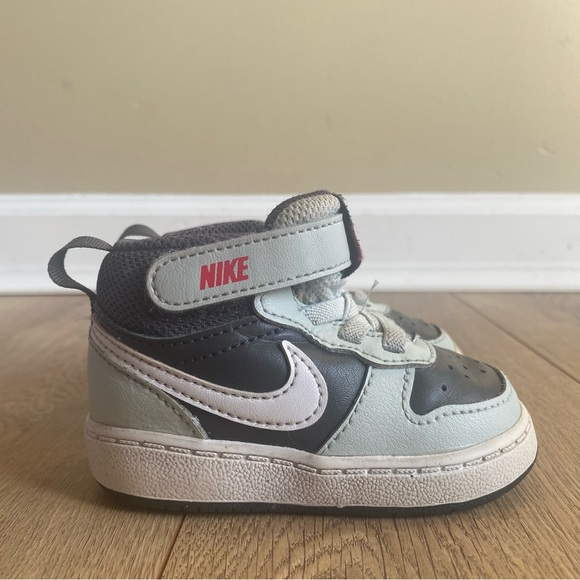 Nike Court Borough Mid 2 TD 'Medium Ash Siren Red' Shoes Baby Toddler Size 4c - Picture 1 of 10